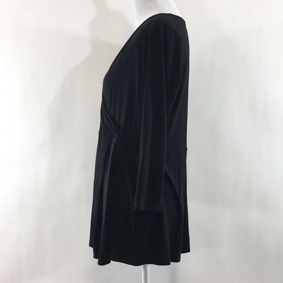 J. Jill‎ Wearever Collection Black Faux Wrap Blouse Womens XS Swing Top Surplice - Picture 6 of 13